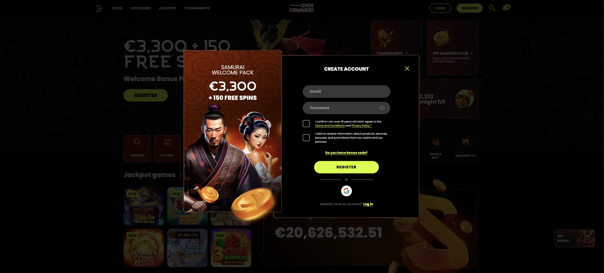 Spinsamurai Casino Login: Registration