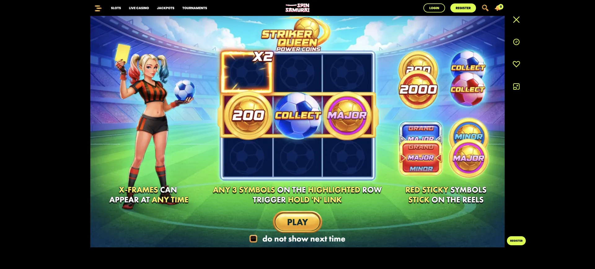 Spinsamurai Casino Withdrawal: Striker Queen Power Coins Netgame